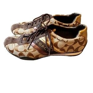 COACH Jayme Brown Leather Tennis Shoes Sneakers - Size 7.5